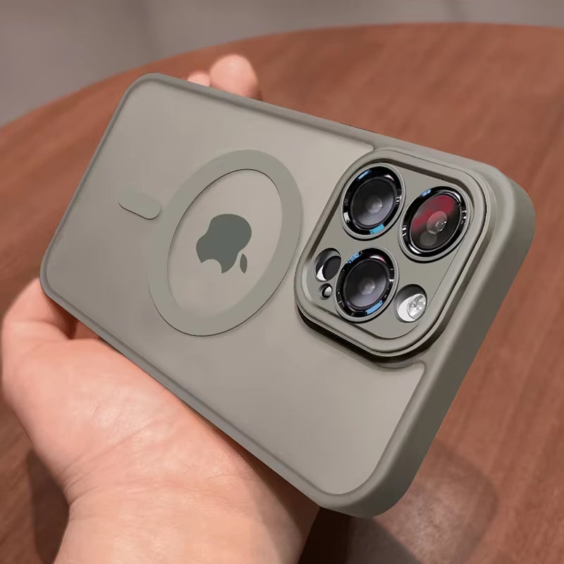 Magnetic Luxury Matte Translucent Armor Shockproof Case for Iphone 16 15 14 13 12 11 Pro Max for Magsafe Wireless Charge Cover