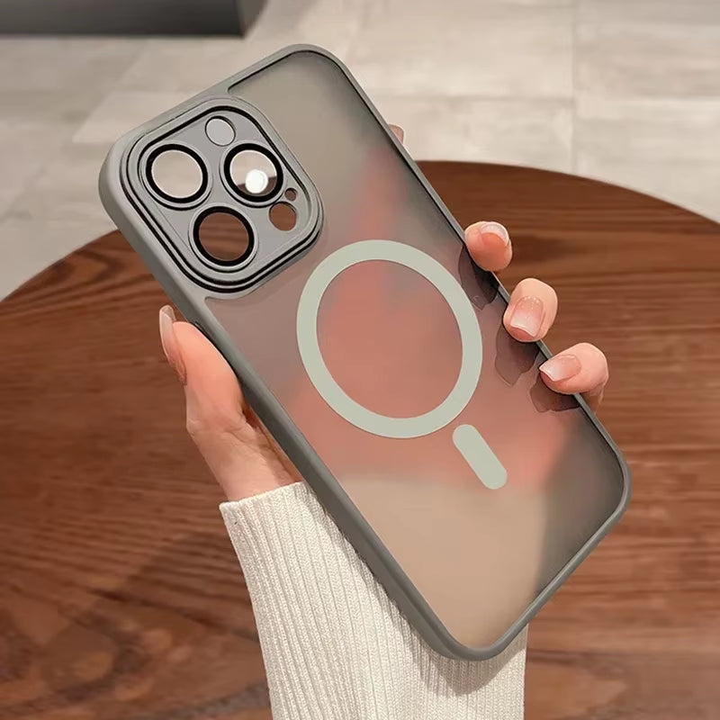 Magnetic Luxury Matte Translucent Armor Shockproof Case for Iphone 16 15 14 13 12 11 Pro Max for Magsafe Wireless Charge Cover